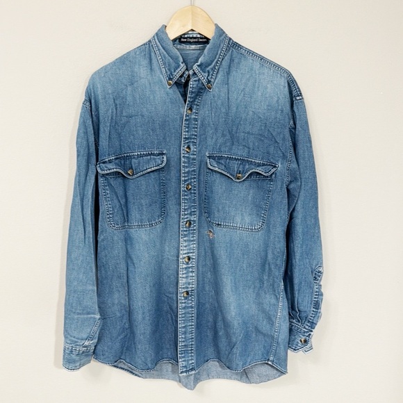 NEW ENGLAND DENIM USA Gant Shirt Button Down With Front Pockets Size Medium - Picture 4 of 8